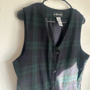 Vintage Sag Harbor Green and Black Checkered dress